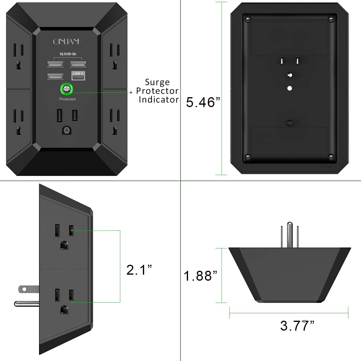 Wall Charger, Surge Protector 4 plugs