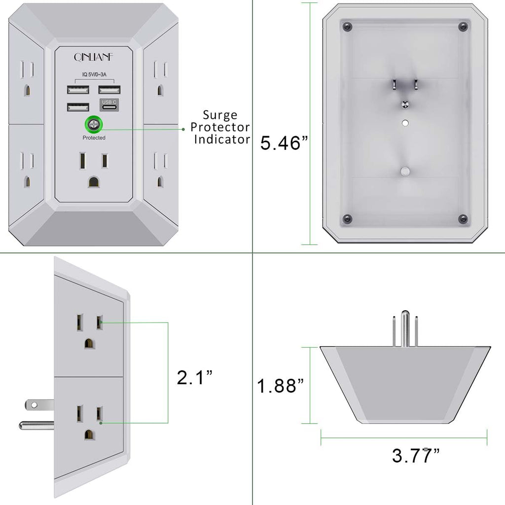 Wall Charger, Surge Protector 4 plugs