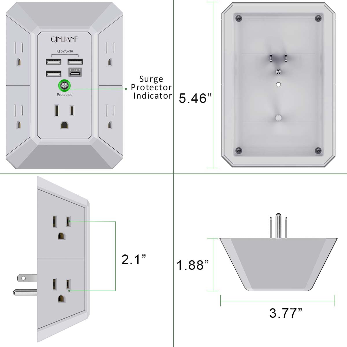 Wall Charger, Surge Protector 4 plugs