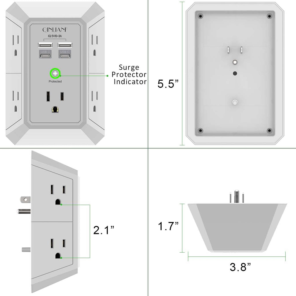 Wall Charger, Surge Protector 4 plugs