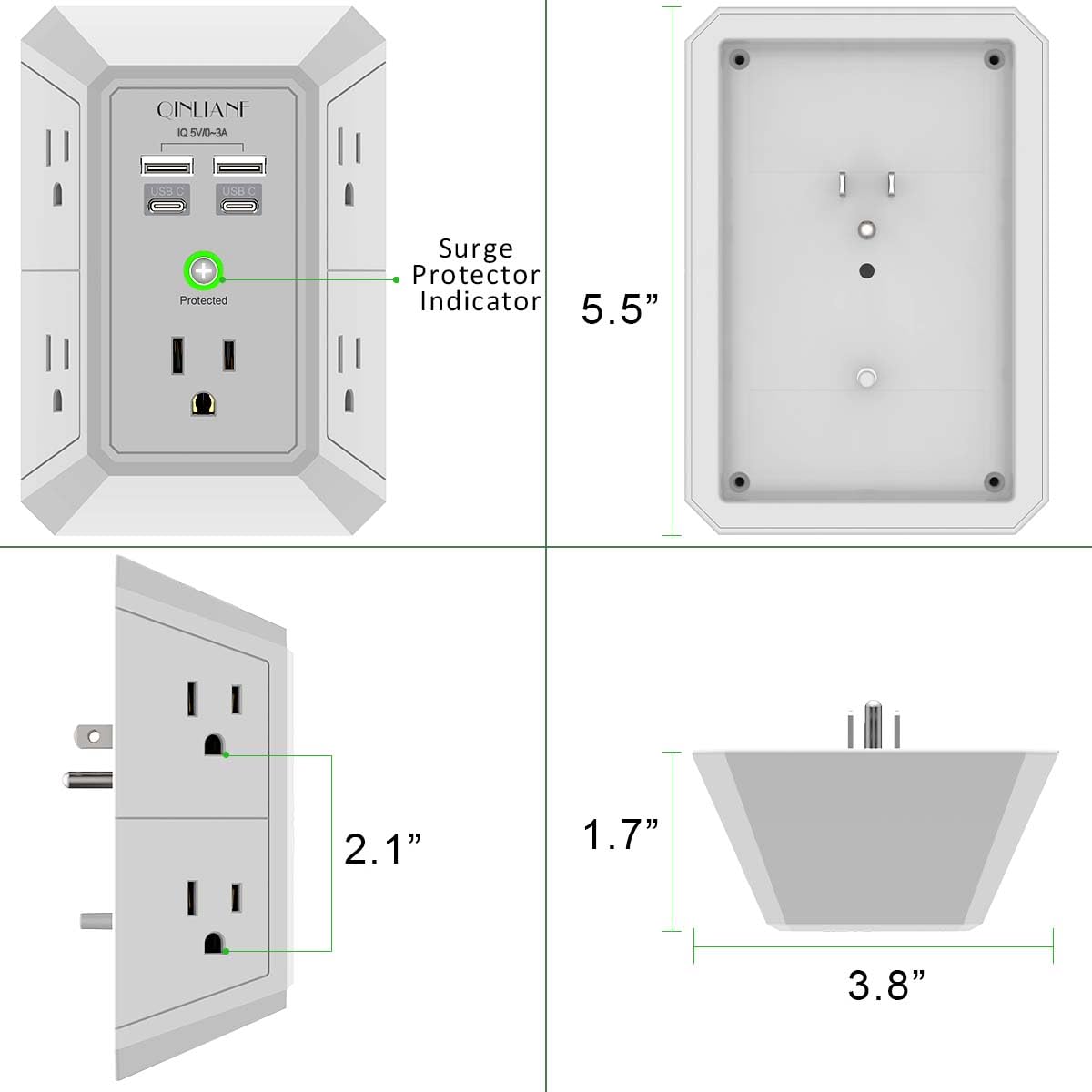Wall Charger, Surge Protector 4 plugs