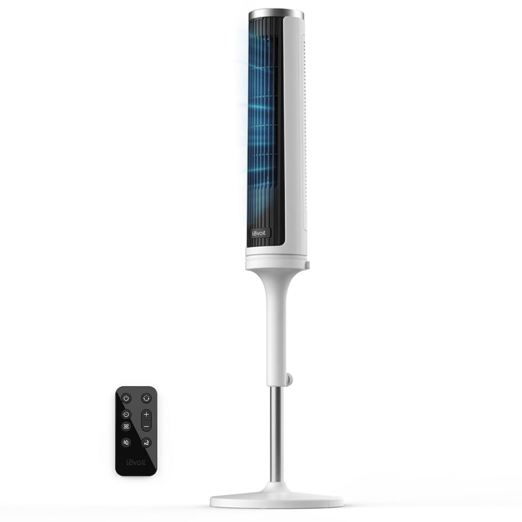 LEVOIT Tower Fan for Bedroom, 90° Oscillating Standing Fan with 28dB Quiet for Sleep, 25ft/s Velocity, 12H Timer, 5 Speeds 4 Modes, Remoter, Bladeless Room Fan for Home, Office, Indoor, 36 inch, White