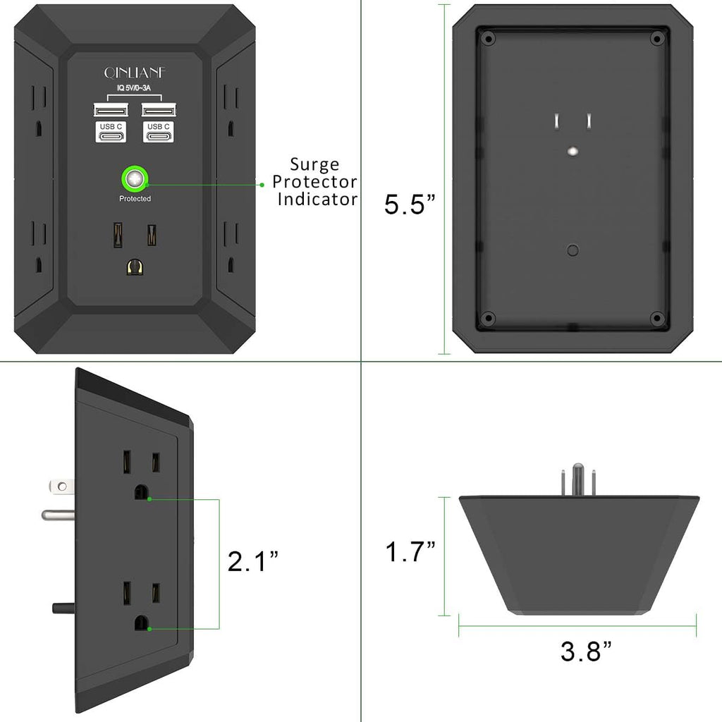 Wall Charger, Surge Protector 4 plugs