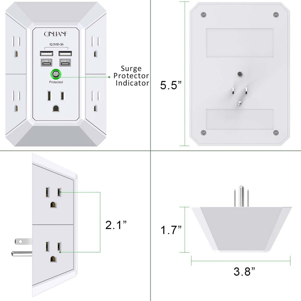 Wall Charger, Surge Protector 4 plugs