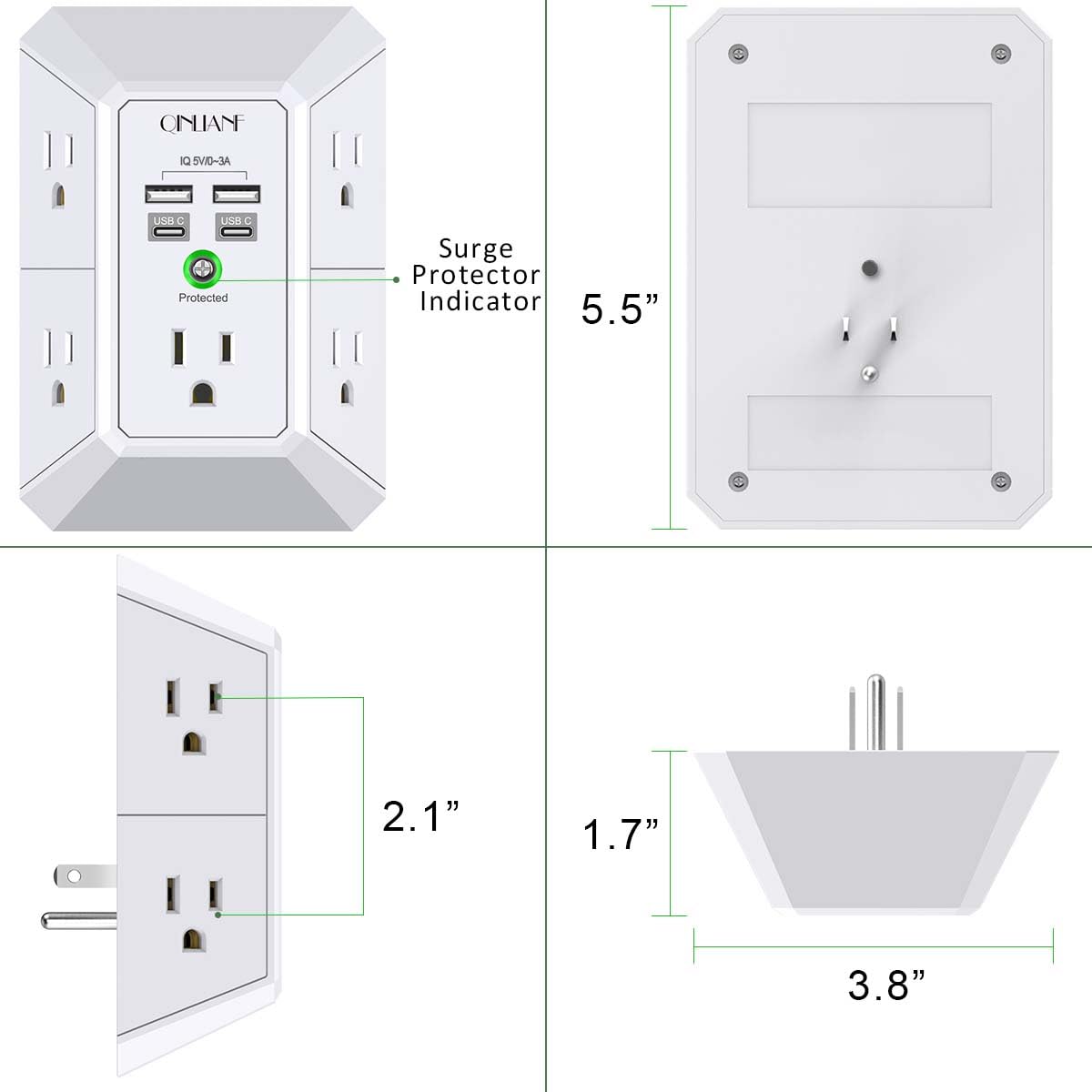 Wall Charger, Surge Protector 4 plugs