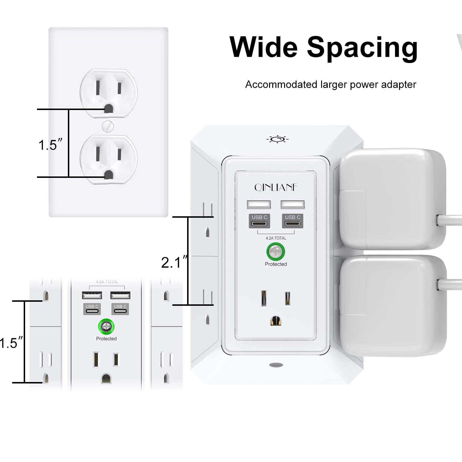 Wall Charger, Surge Protector 4 plugs