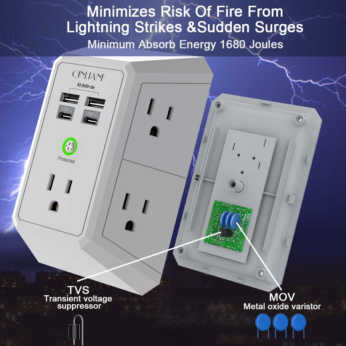 Wall Charger, Surge Protector 4 plugs