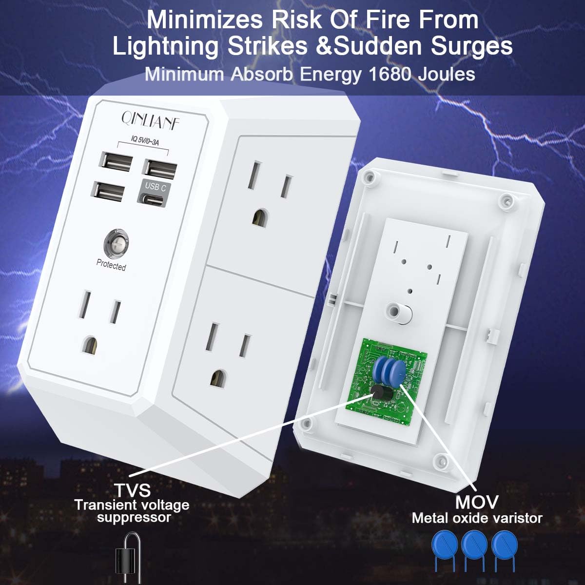 Wall Charger, Surge Protector 4 plugs