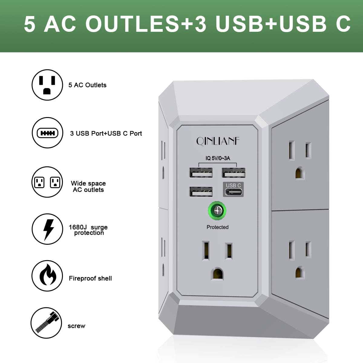 Wall Charger, Surge Protector 4 plugs