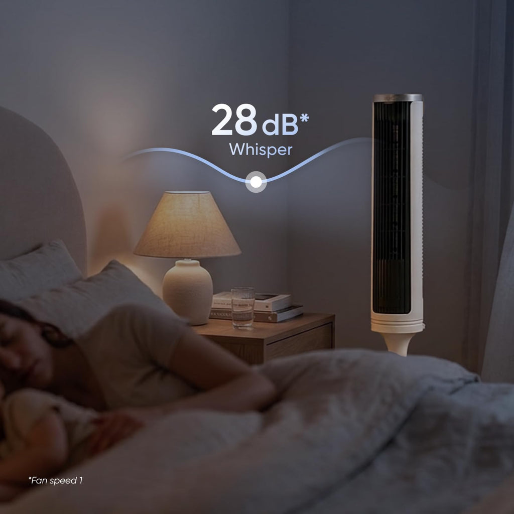 LEVOIT Tower Fan for Bedroom, 90° Oscillating Standing Fan with 28dB Quiet for Sleep, 25ft/s Velocity, 12H Timer, 5 Speeds 4 Modes, Remoter, Bladeless Room Fan for Home, Office, Indoor, 36 inch, White