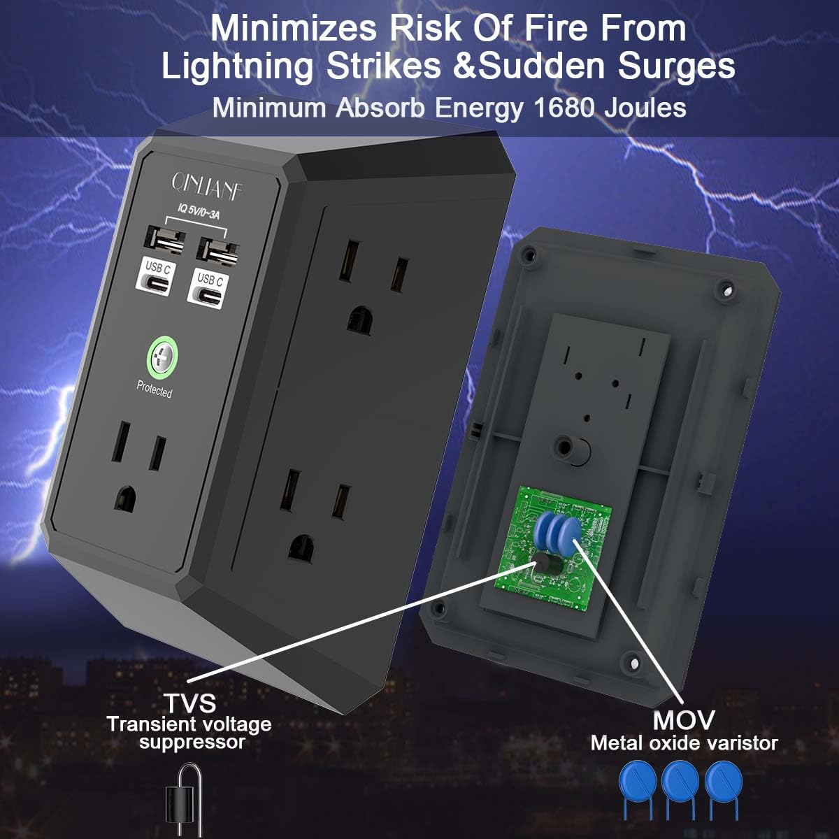 Wall Charger, Surge Protector 4 plugs