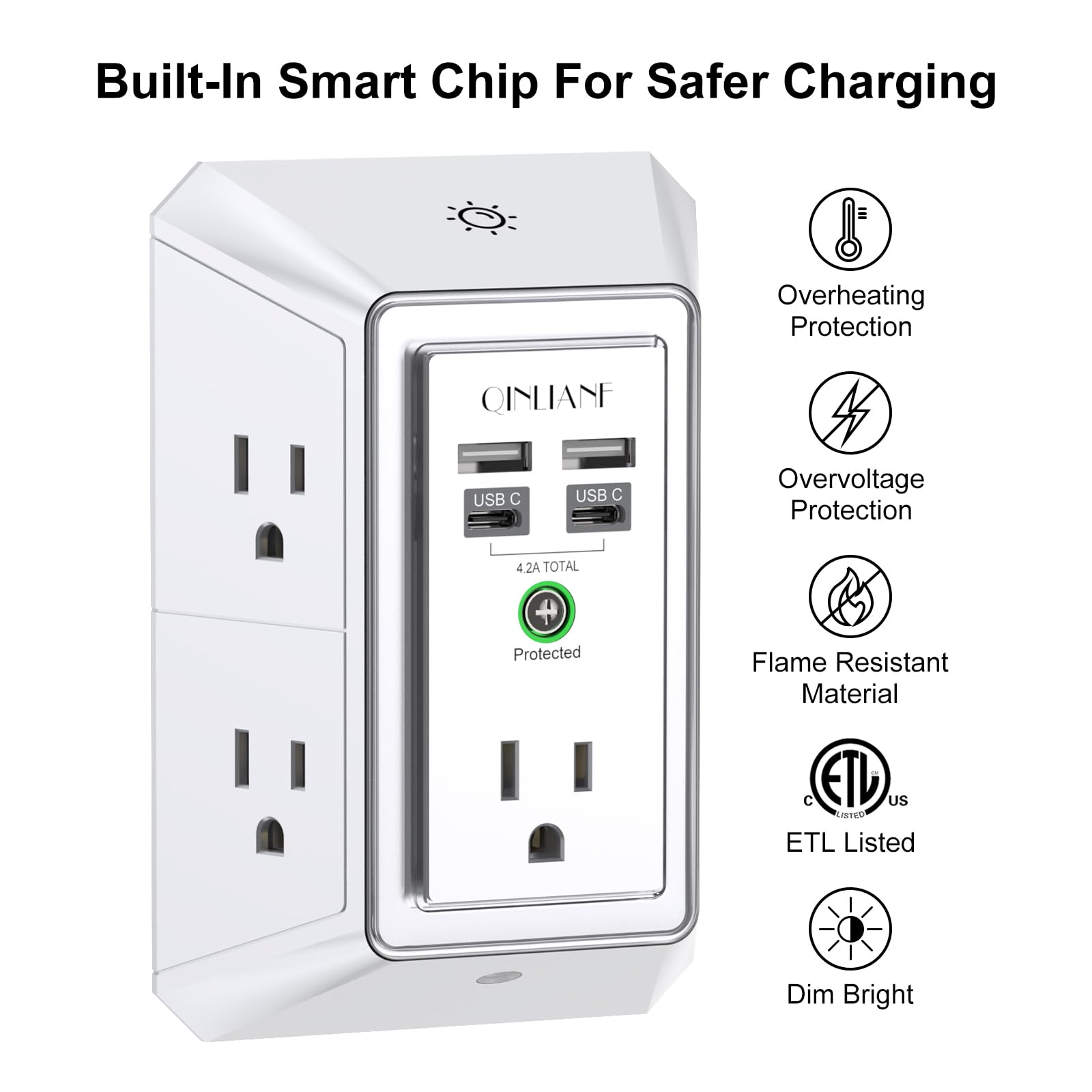 Wall Charger, Surge Protector 4 plugs