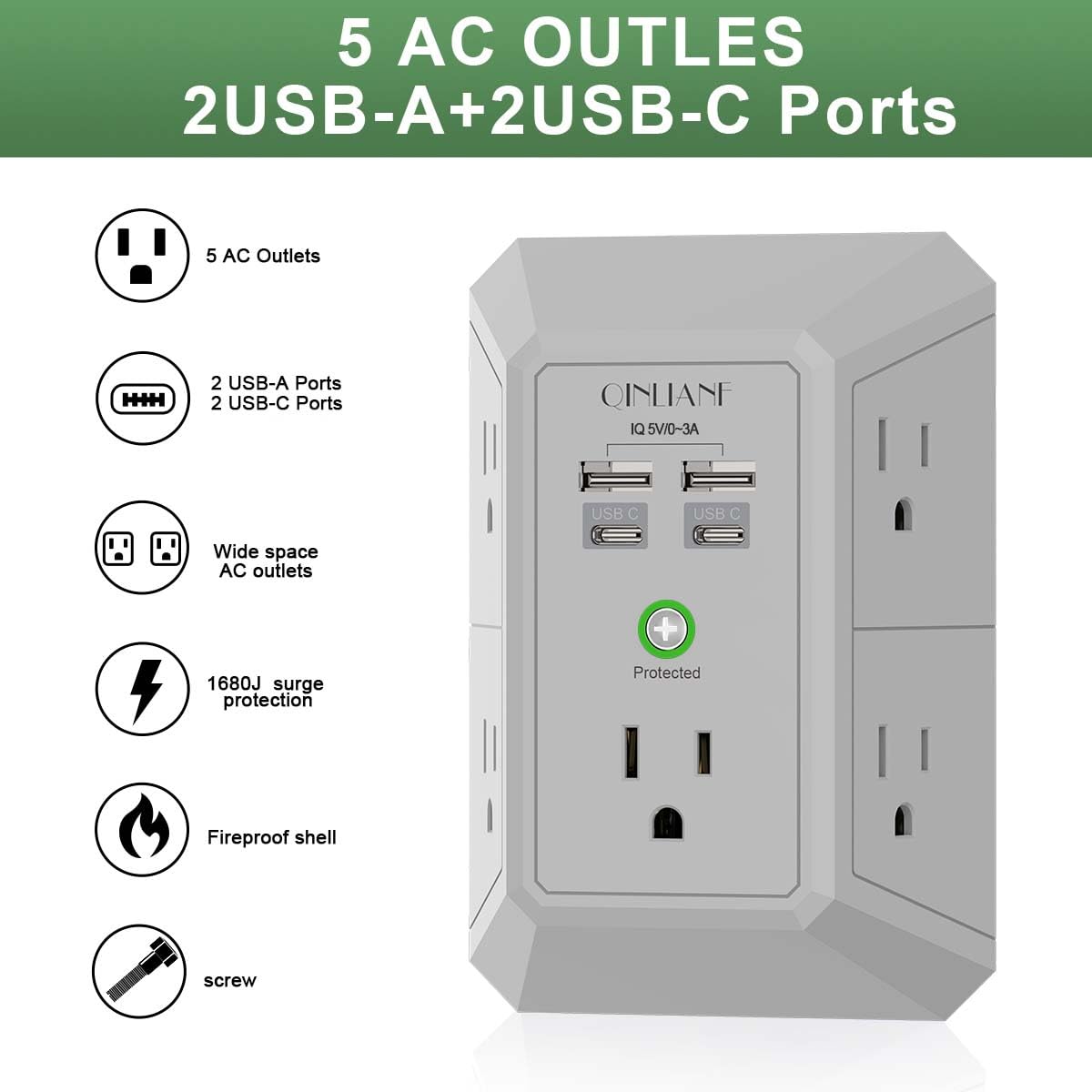 Wall Charger, Surge Protector 4 plugs