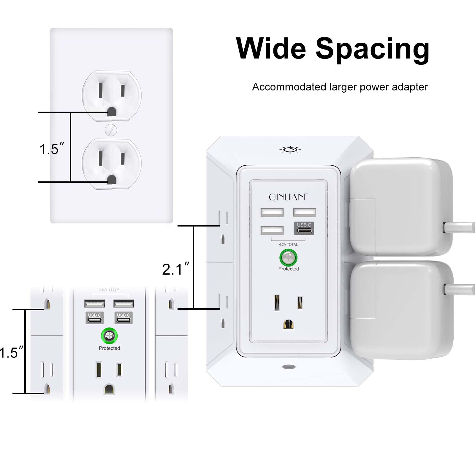 Wall Charger, Surge Protector 4 plugs