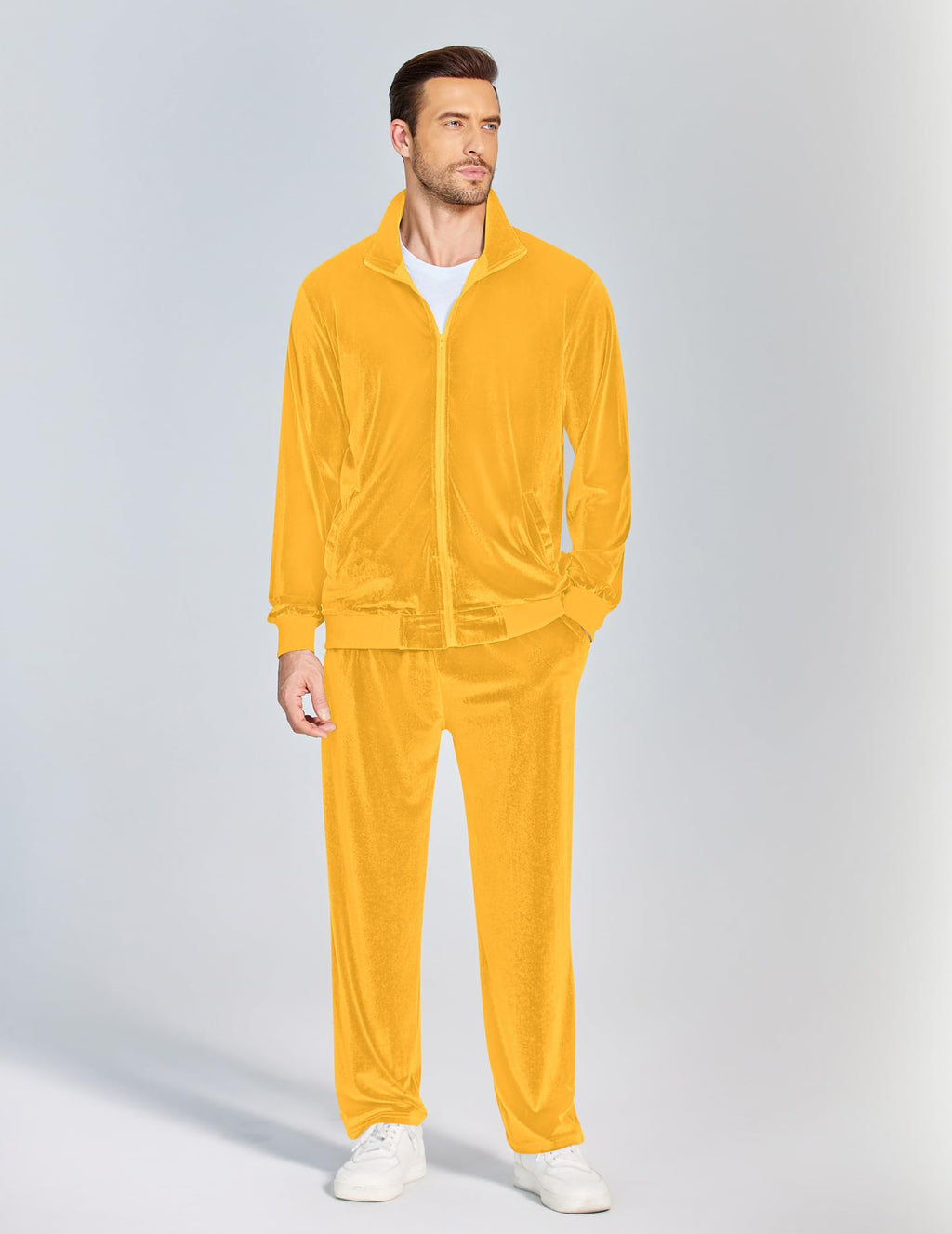 COOFANDY Mens 2 Piece Velour Tracksuit Full Zip Jackets Pants Velvet Jogging Suits Sweatsuit Set