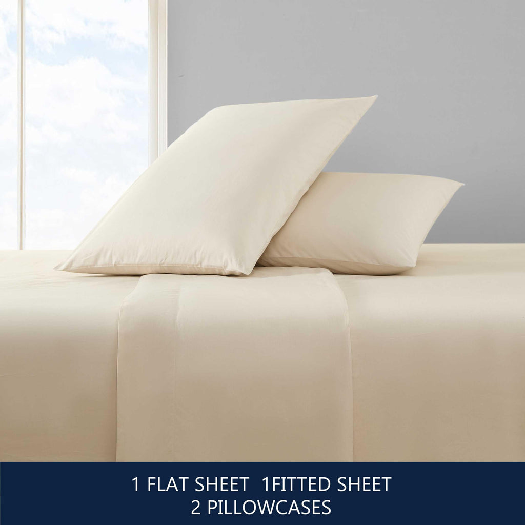 Nautica - Twin Sheet Set, Cotton Percale Bedding Set, Crisp & Cool, Fully Elasticized, Ideal Dorm Essentials (Solid Light Blue, Twin)