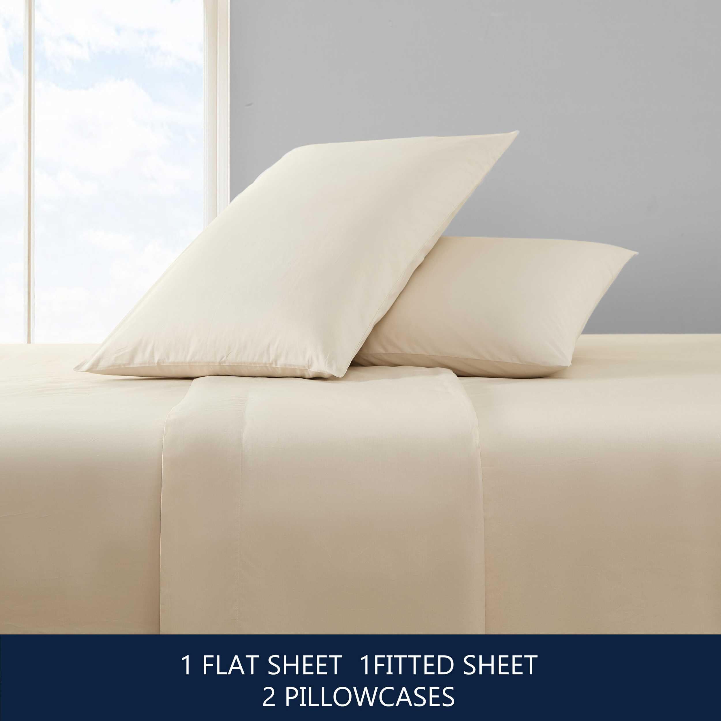 Nautica - Twin Sheet Set, Cotton Percale Bedding Set, Crisp & Cool, Fully Elasticized, Ideal Dorm Essentials (Solid Light Blue, Twin)