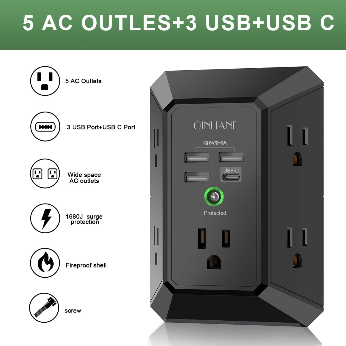 Wall Charger, Surge Protector 4 plugs