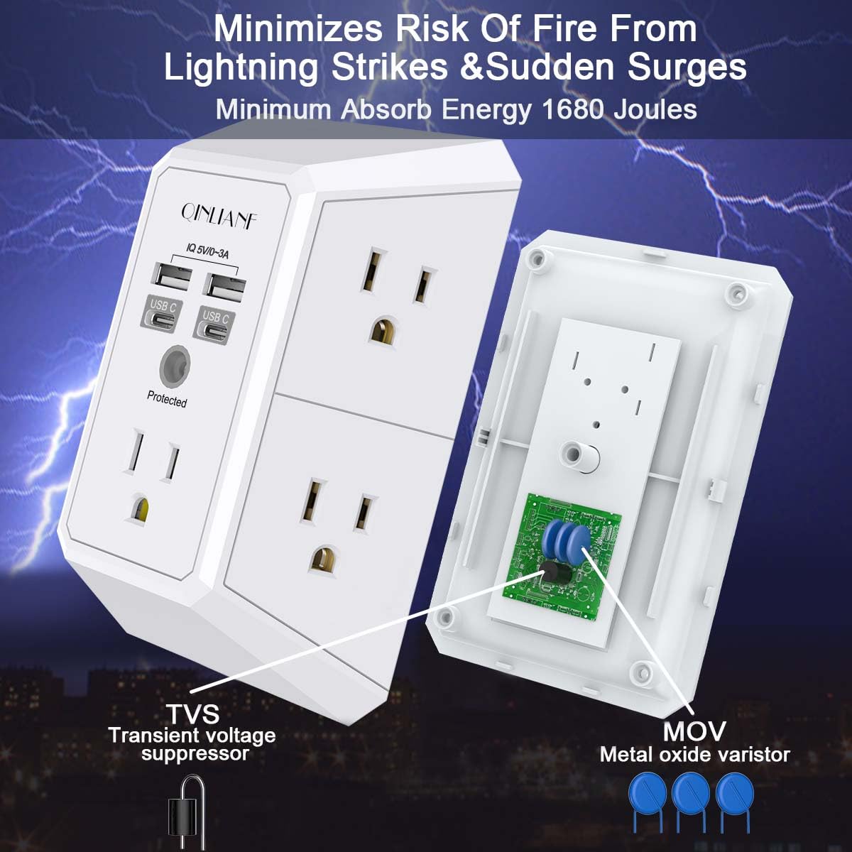 Wall Charger, Surge Protector 4 plugs