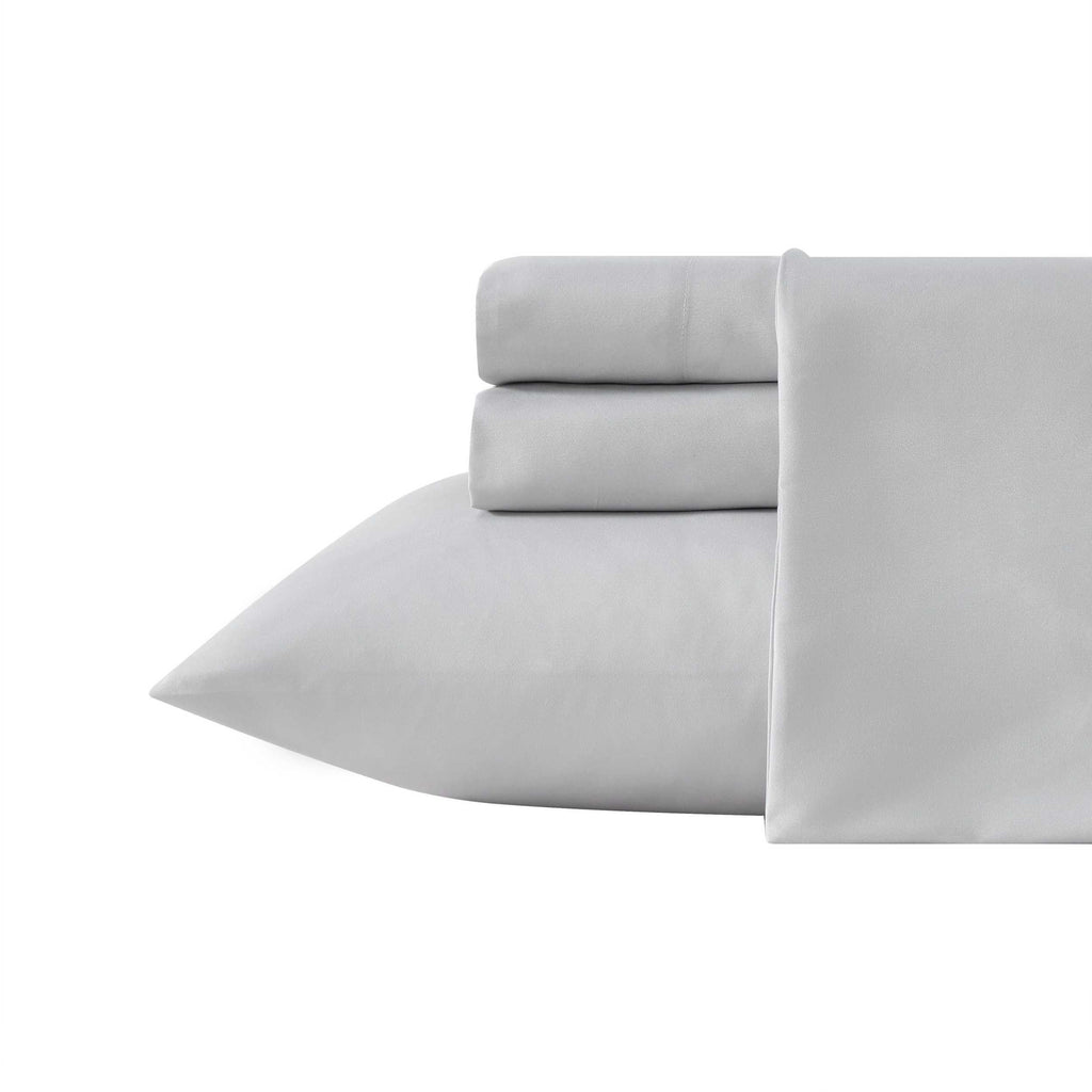 Eddie Bauer - Twin Size Sheet Set, Crisp & Cool Temperature Regulating Bedding with Breathable Feel, 3 Piece Bed Sheets with Deep Pocket Fitted Sheet & Pillowcase (Penstemon Plaid Grey)