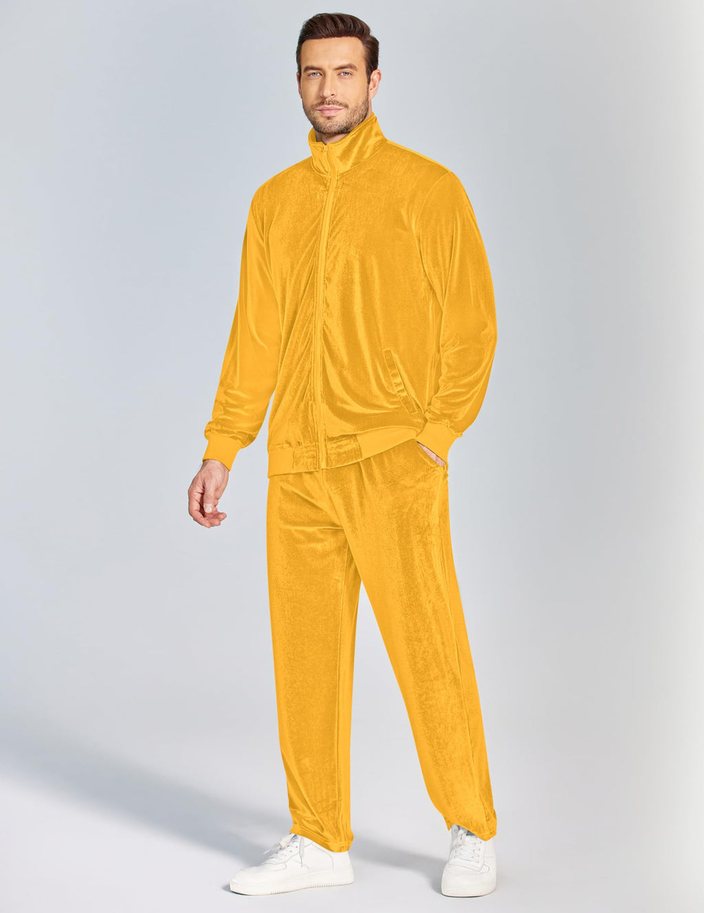 COOFANDY Mens 2 Piece Velour Tracksuit Full Zip Jackets Pants Velvet Jogging Suits Sweatsuit Set