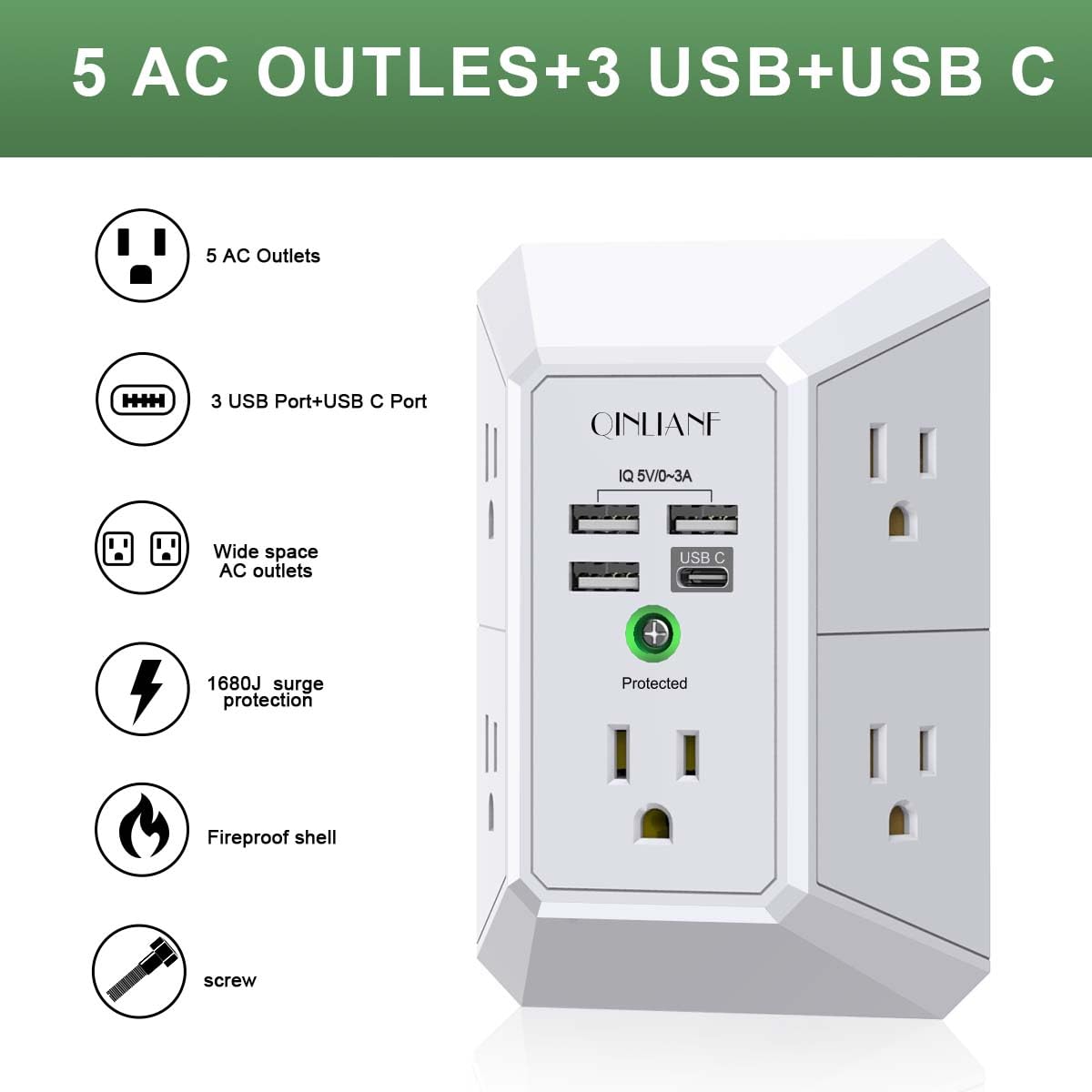 Wall Charger, Surge Protector 4 plugs