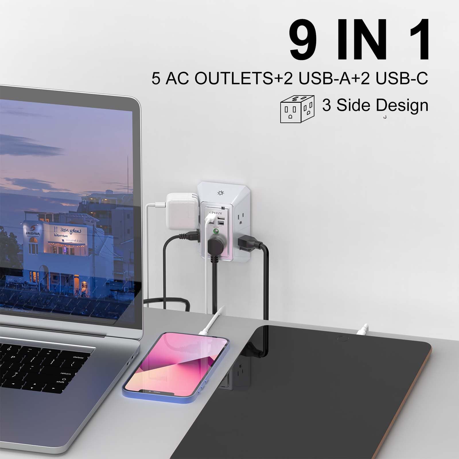 Wall Charger, Surge Protector 4 plugs
