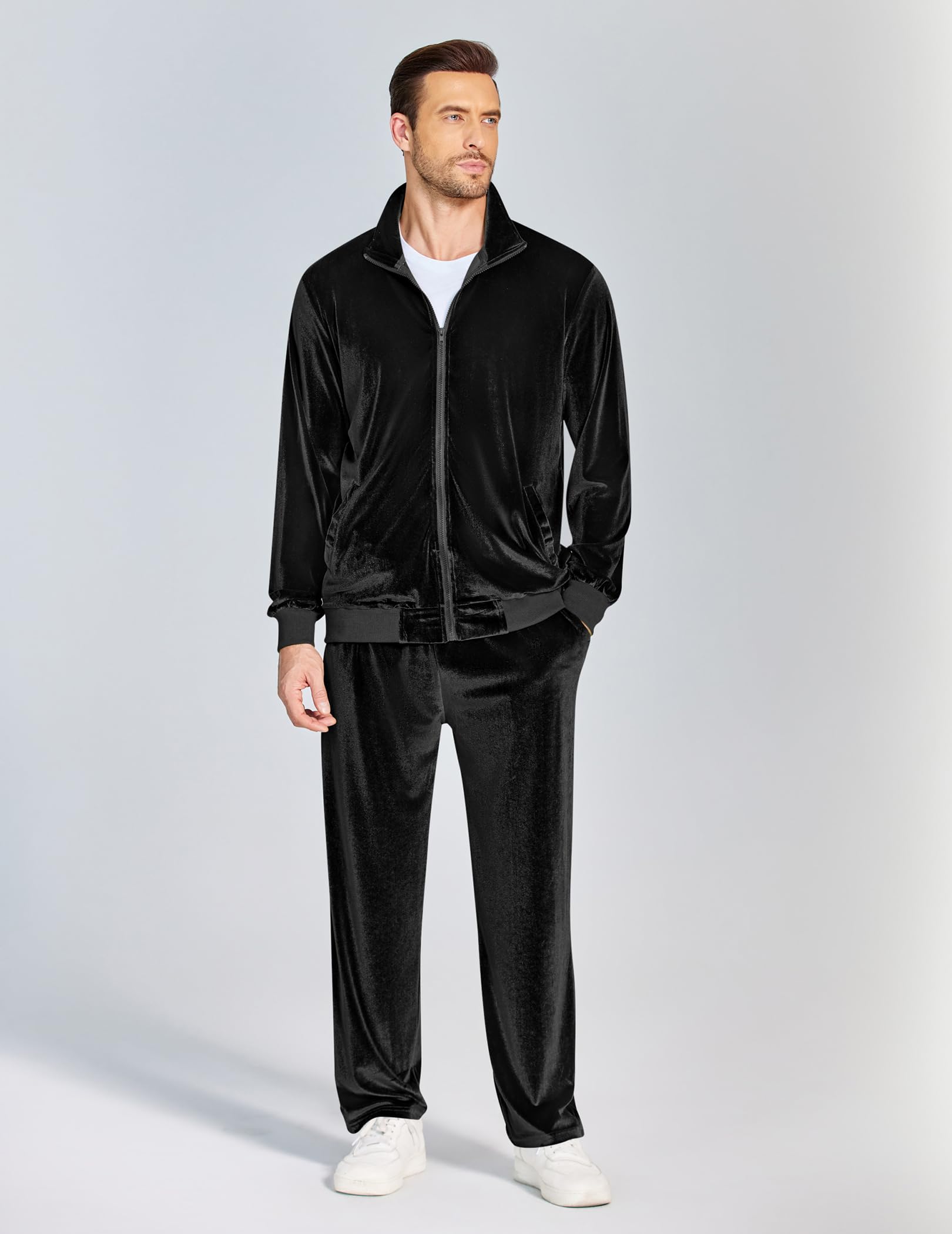 COOFANDY Mens 2 Piece Velour Tracksuit Full Zip Jackets Pants Velvet Jogging Suits Sweatsuit Set