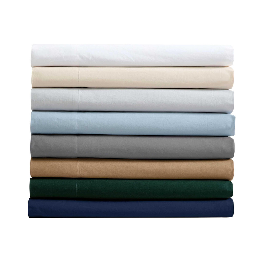 Nautica - Twin Sheet Set, Cotton Percale Bedding Set, Crisp & Cool, Fully Elasticized, Ideal Dorm Essentials (Solid Light Blue, Twin)