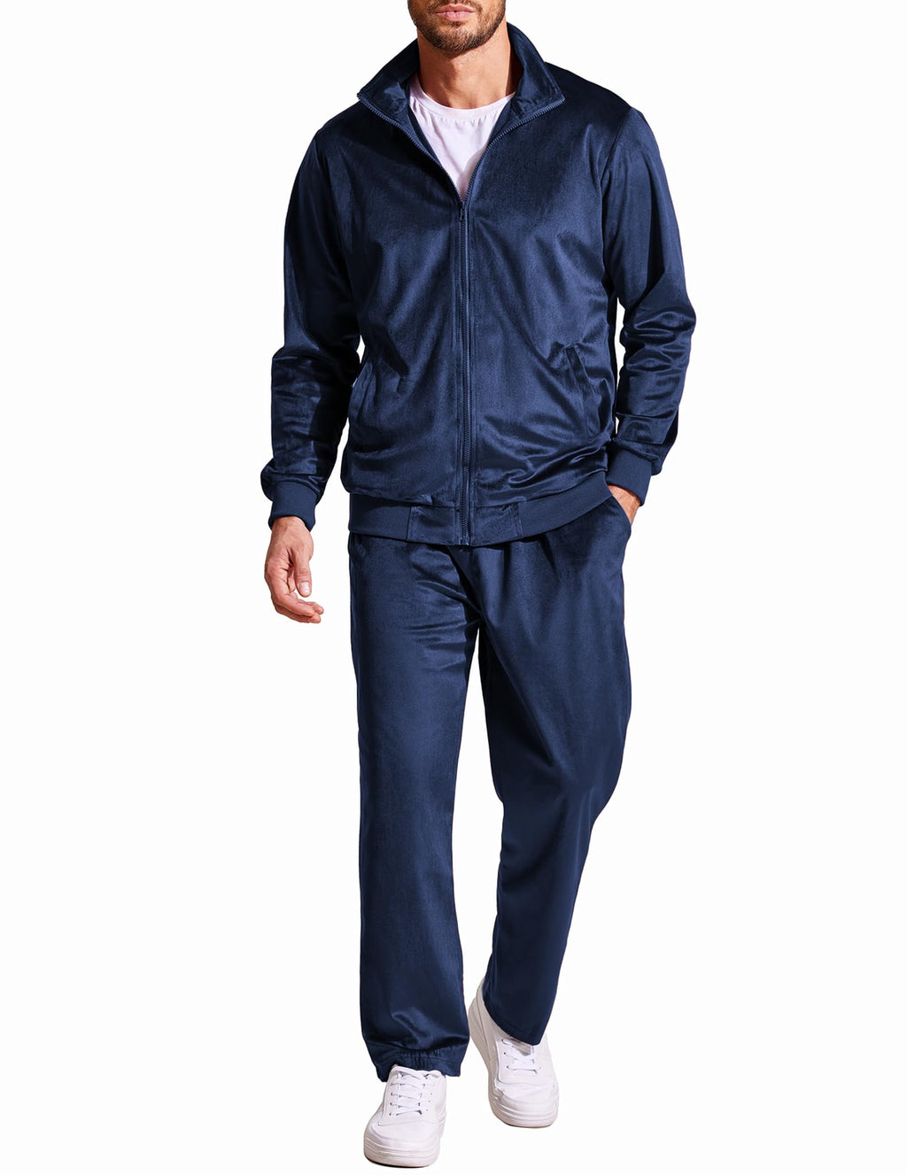 COOFANDY Mens 2 Piece Velour Tracksuit Full Zip Jackets Pants Velvet Jogging Suits Sweatsuit Set