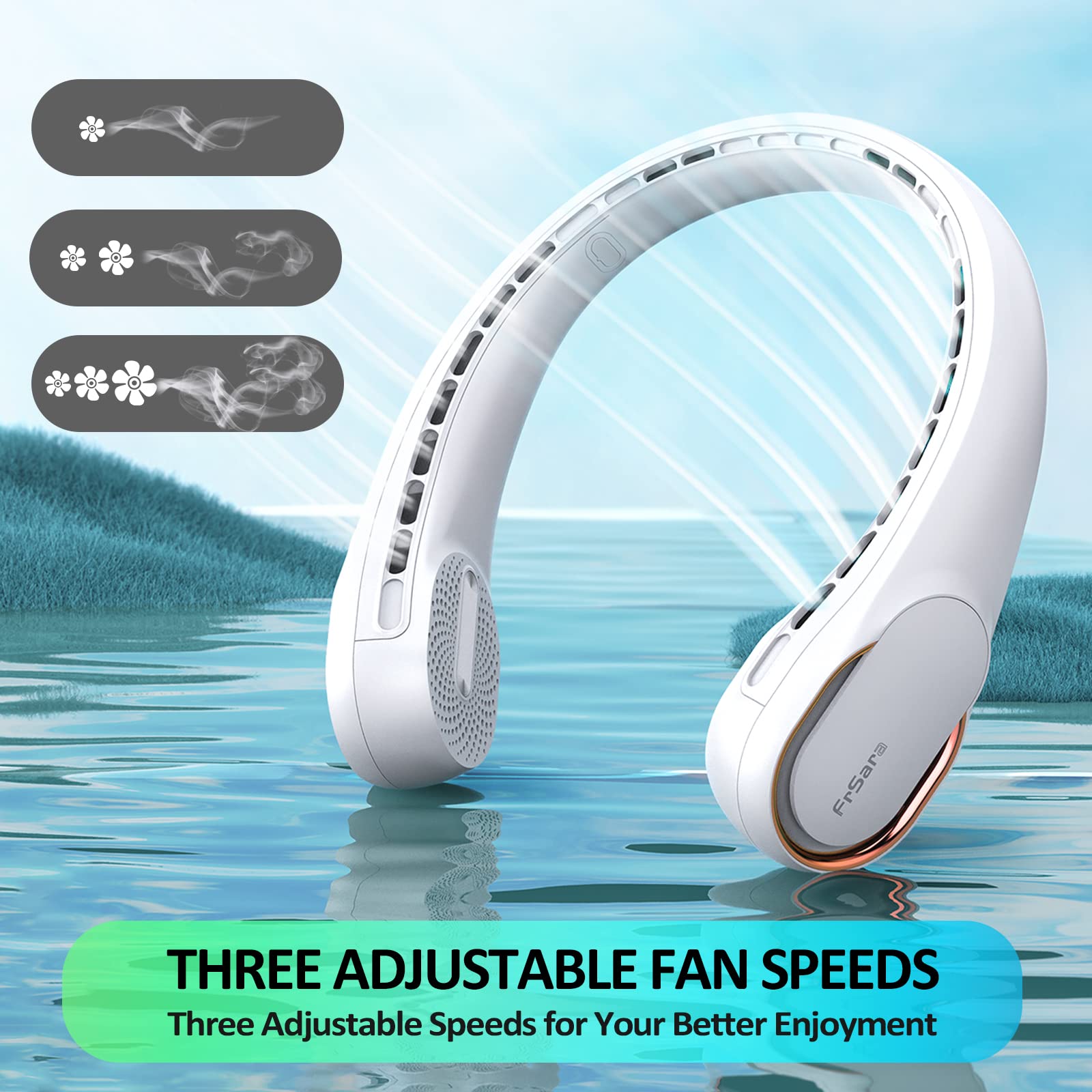 KIDEE Neck Fan, Portable Bladeless Neck Fans, Upgrade 360° Airflow, Super Quiet, 3 Speeds, 4000mAh Personal Wearable Neck Fan, Upgraded Cooling Air Volume USB Rechargeable Hands Free Fan
