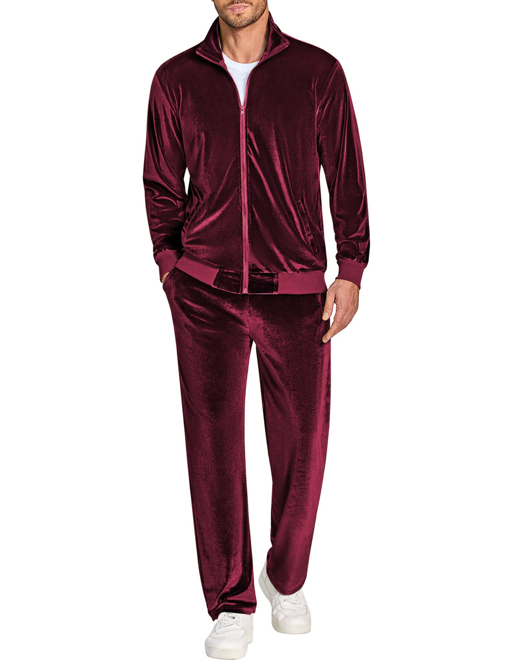 COOFANDY Mens 2 Piece Velour Tracksuit Full Zip Jackets Pants Velvet Jogging Suits Sweatsuit Set