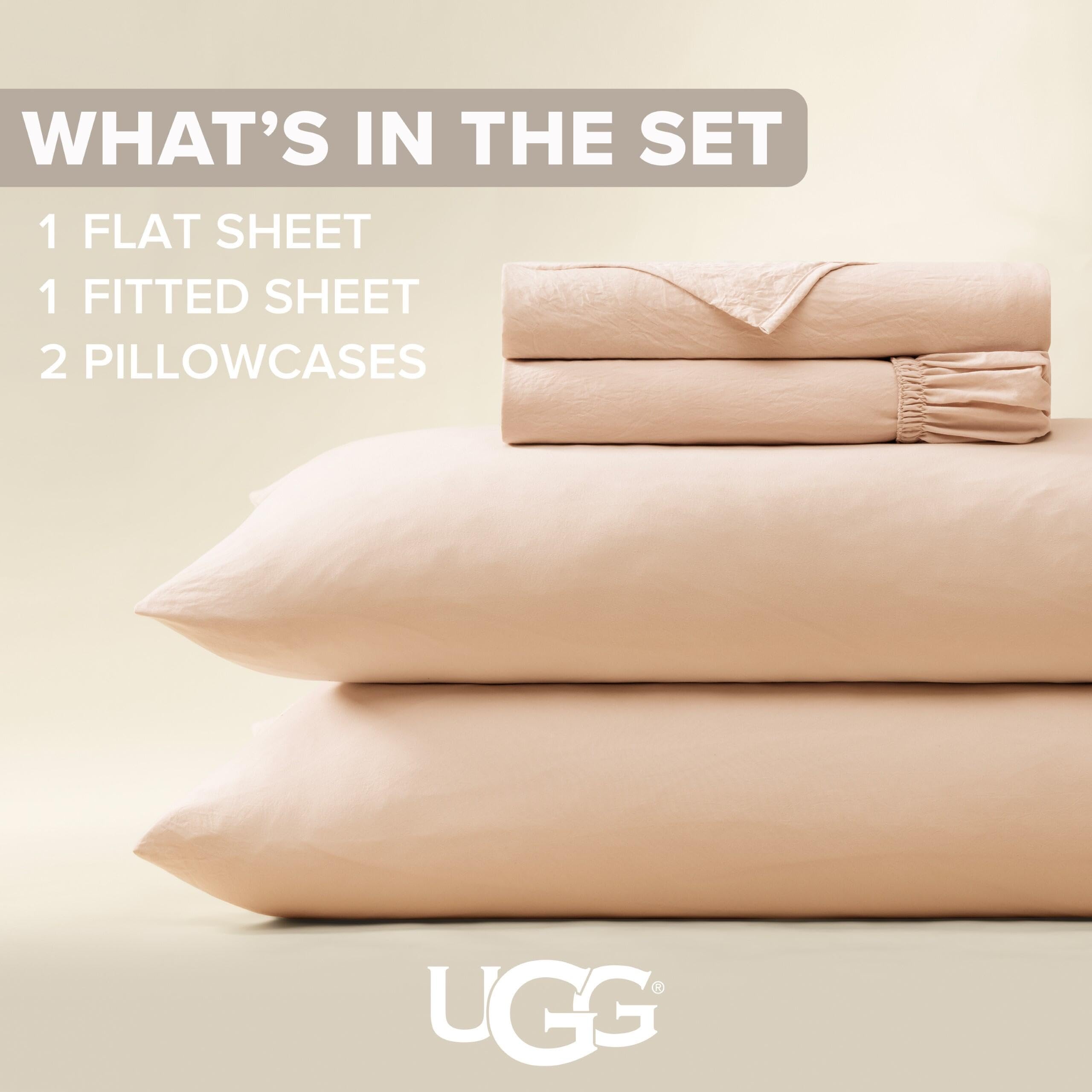UGG Queen Sheet Set - 4 Piece Soft & Cozy Bedding with Deep Pocket Fitted Sheet (Fits Up to 15”), Flat Sheet and 2 Pillow Shams - Lightweight Sheets for Home & Bedroom, Navy Blue (Devon)