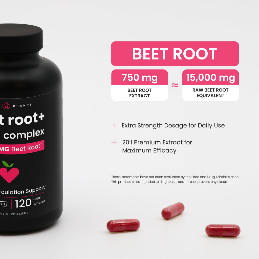 8-in-1 Beet Root Capsules - Healthy Blood Pressure Support Supplement** for Heart & Circulation, Energy Support - Hawthorn Berry, Hibiscus, Garlic & Grape Seed - Beet Juice Alternative - 120 Capsules