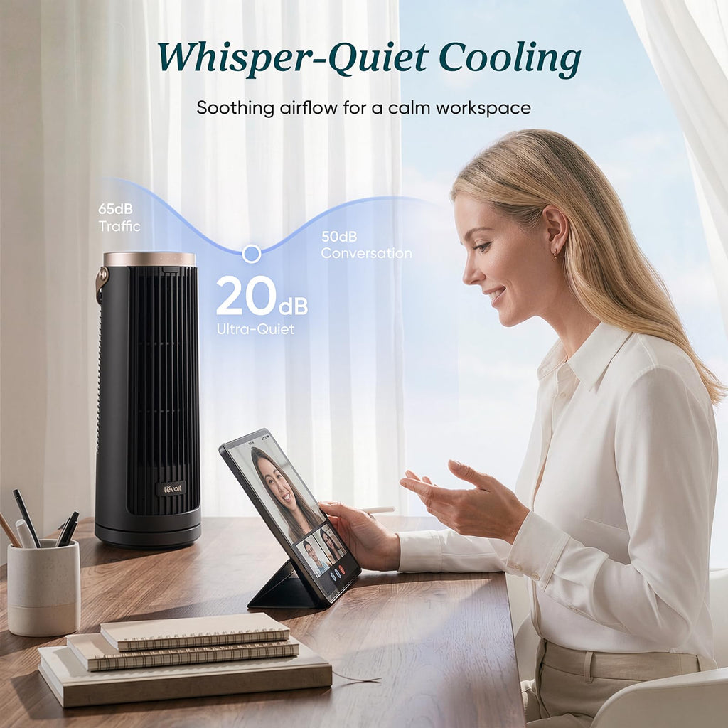 LEVOIT Tower Fan for Bedroom, 90° Oscillating Standing Fan with 28dB Quiet for Sleep, 25ft/s Velocity, 12H Timer, 5 Speeds 4 Modes, Remoter, Bladeless Room Fan for Home, Office, Indoor, 36 inch, White