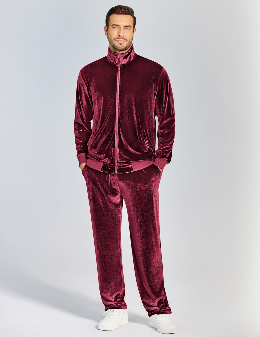 COOFANDY Mens 2 Piece Velour Tracksuit Full Zip Jackets Pants Velvet Jogging Suits Sweatsuit Set