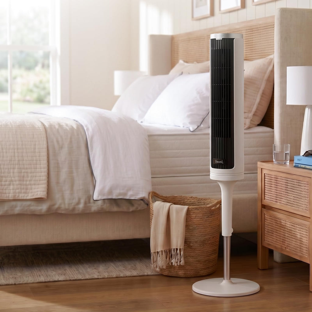 LEVOIT Tower Fan for Bedroom, 90° Oscillating Standing Fan with 28dB Quiet for Sleep, 25ft/s Velocity, 12H Timer, 5 Speeds 4 Modes, Remoter, Bladeless Room Fan for Home, Office, Indoor, 36 inch, White