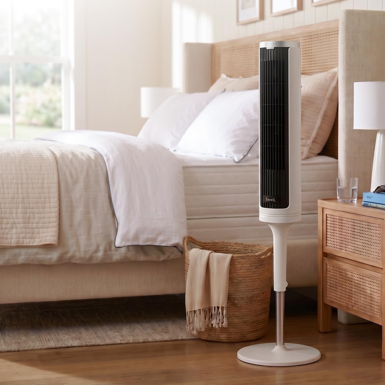 LEVOIT Tower Fan for Bedroom, 90° Oscillating Standing Fan with 28dB Quiet for Sleep, 25ft/s Velocity, 12H Timer, 5 Speeds 4 Modes, Remoter, Bladeless Room Fan for Home, Office, Indoor, 36 inch, White