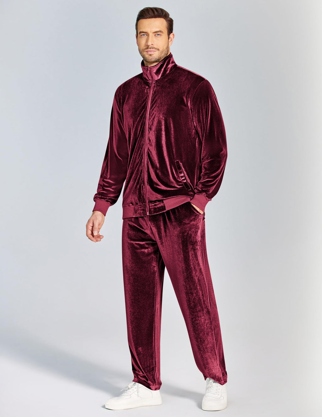 COOFANDY Mens 2 Piece Velour Tracksuit Full Zip Jackets Pants Velvet Jogging Suits Sweatsuit Set