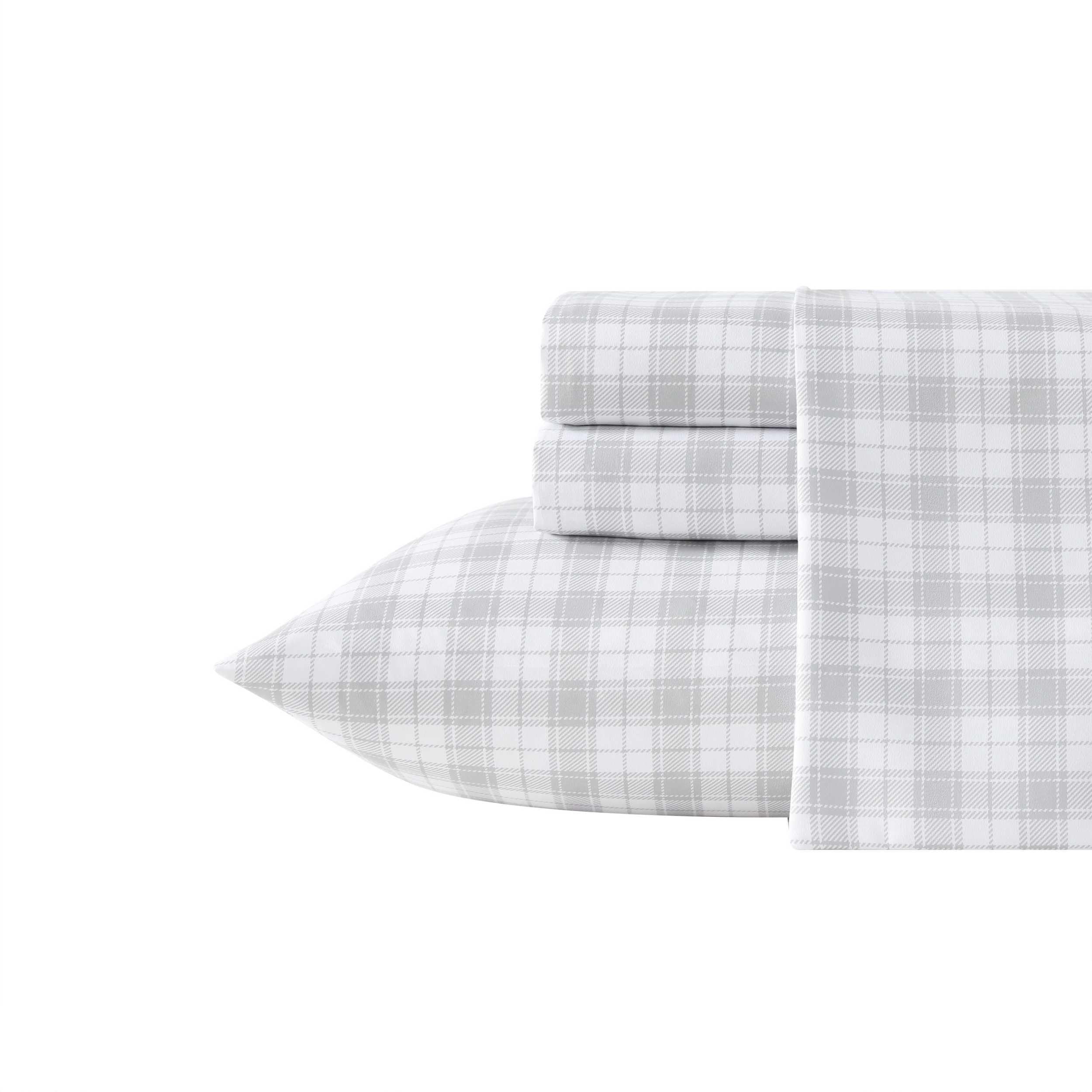 Eddie Bauer - Twin Size Sheet Set, Crisp & Cool Temperature Regulating Bedding with Breathable Feel, 3 Piece Bed Sheets with Deep Pocket Fitted Sheet & Pillowcase (Penstemon Plaid Grey)