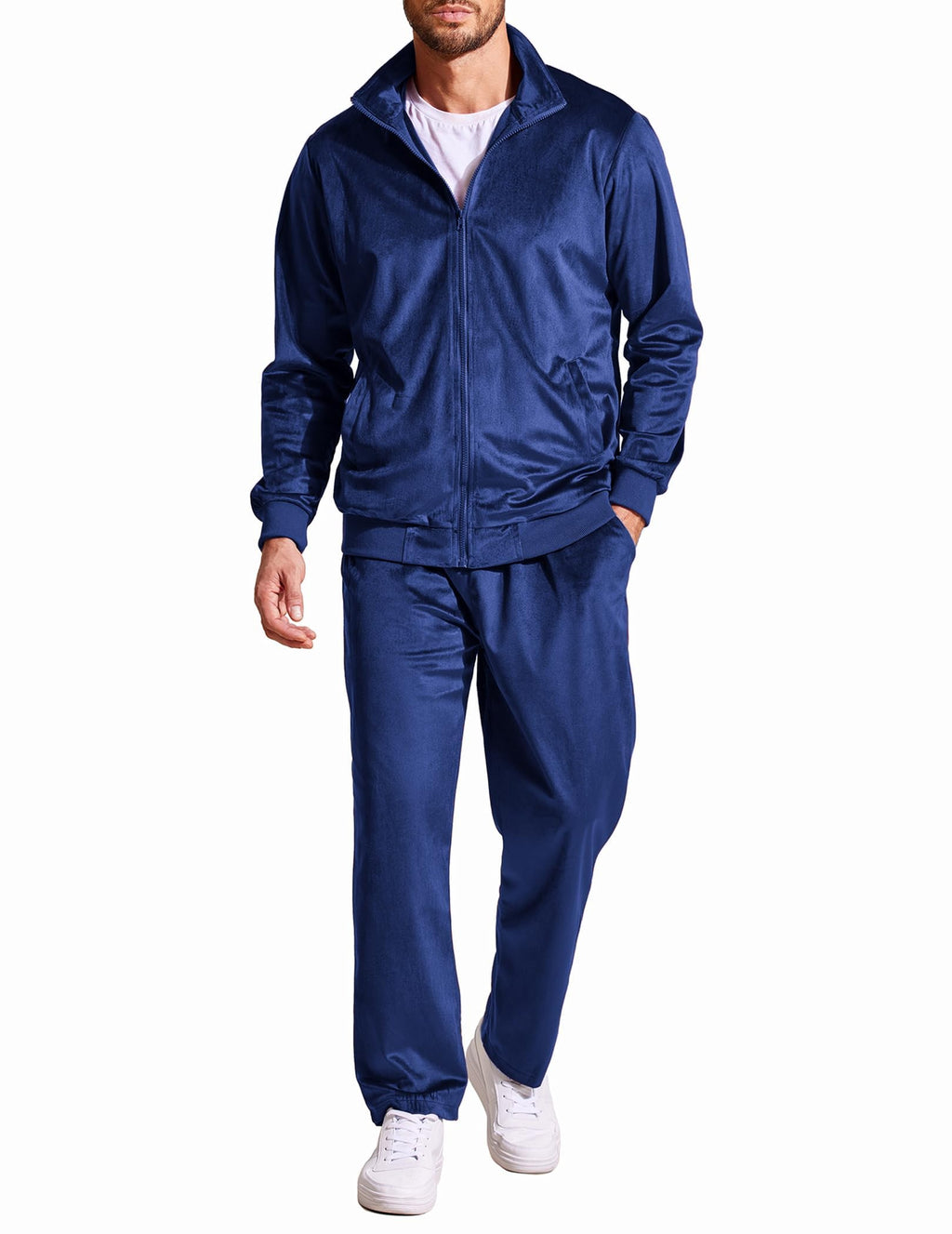 COOFANDY Mens 2 Piece Velour Tracksuit Full Zip Jackets Pants Velvet Jogging Suits Sweatsuit Set