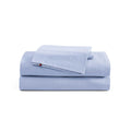 Tommy Hilfiger - Twin Sheet Set, Cotton Chambray Bedding with Matching Pillowcase, Lightweight Weave, Subtle Textured Bed Sheets (Blue)