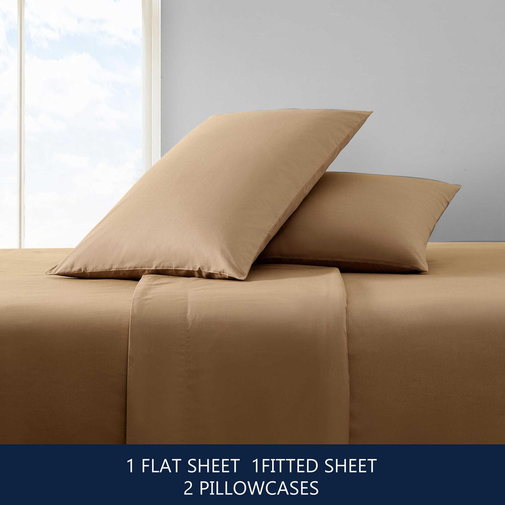 Nautica - Twin Sheet Set, Cotton Percale Bedding Set, Crisp & Cool, Fully Elasticized, Ideal Dorm Essentials (Solid Light Blue, Twin)