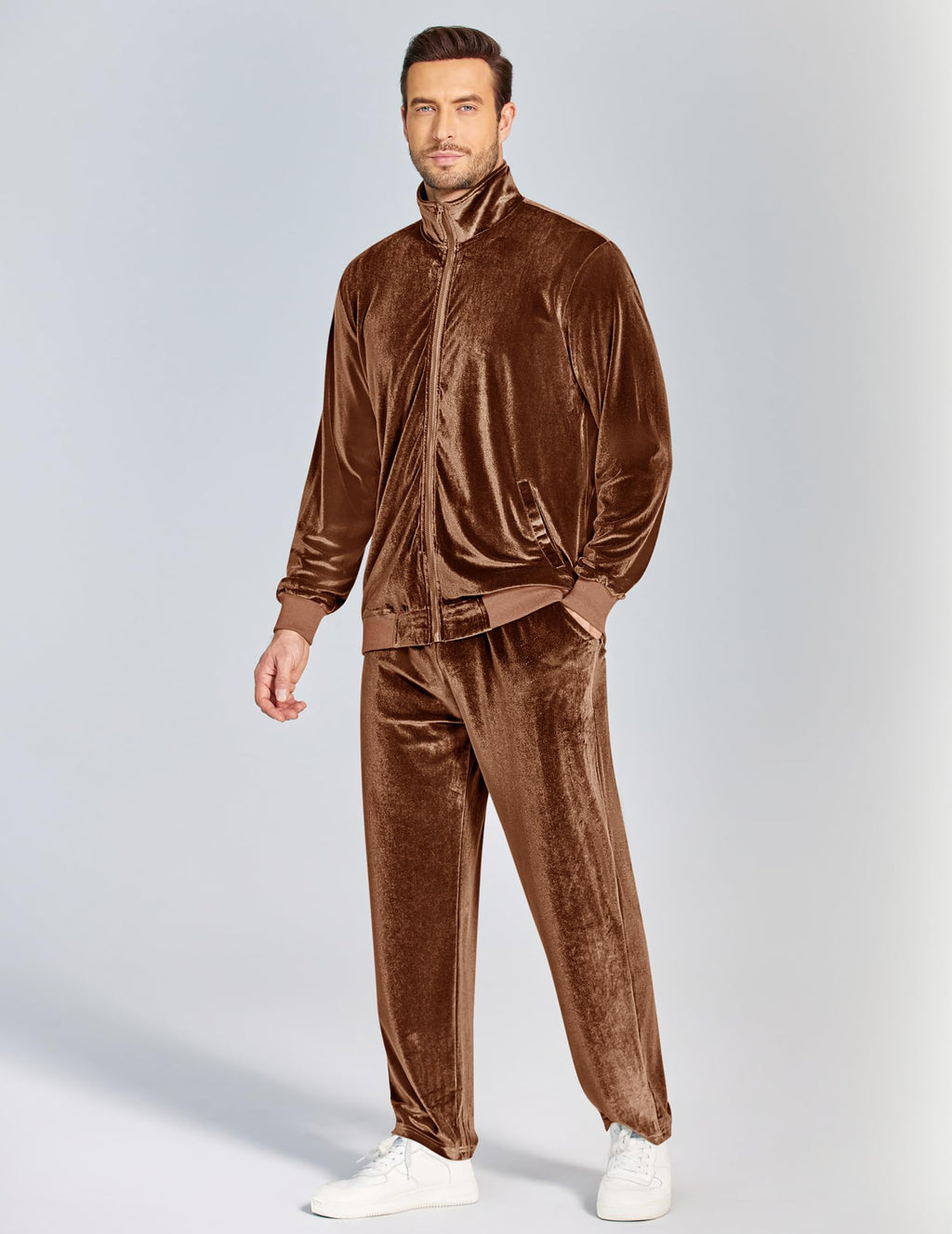 COOFANDY Mens 2 Piece Velour Tracksuit Full Zip Jackets Pants Velvet Jogging Suits Sweatsuit Set