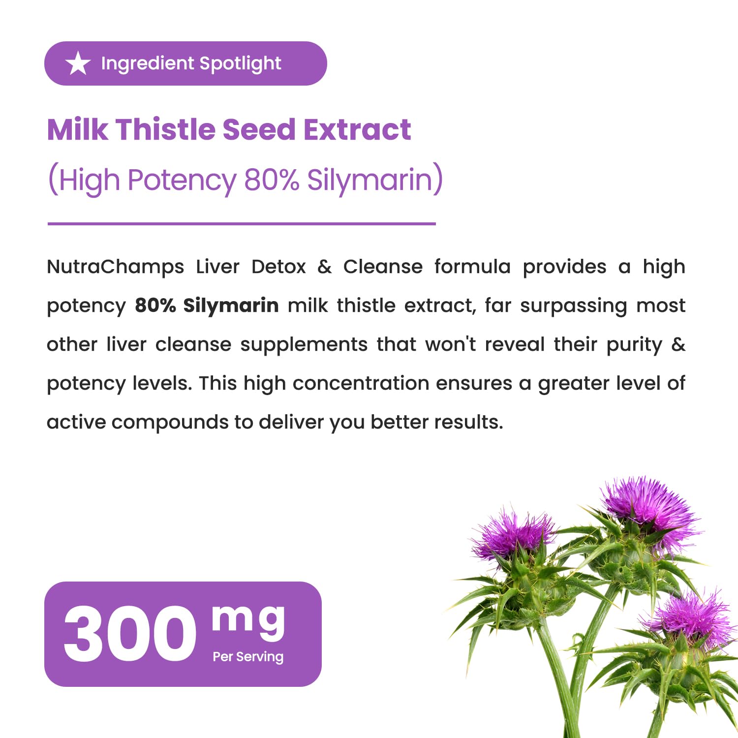 NutraChamps Liver Cleanse Detox & Repair Formula, 20+ Herbs: Milk Thistle Extract with Silymarin, Artichoke, Dandelion, Chicory Root Powder, Liver Support Pills Supplement, 60 Capsules