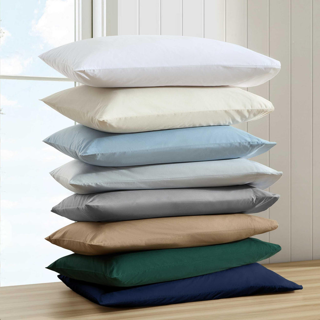 Nautica - Twin Sheet Set, Cotton Percale Bedding Set, Crisp & Cool, Fully Elasticized, Ideal Dorm Essentials (Solid Light Blue, Twin)