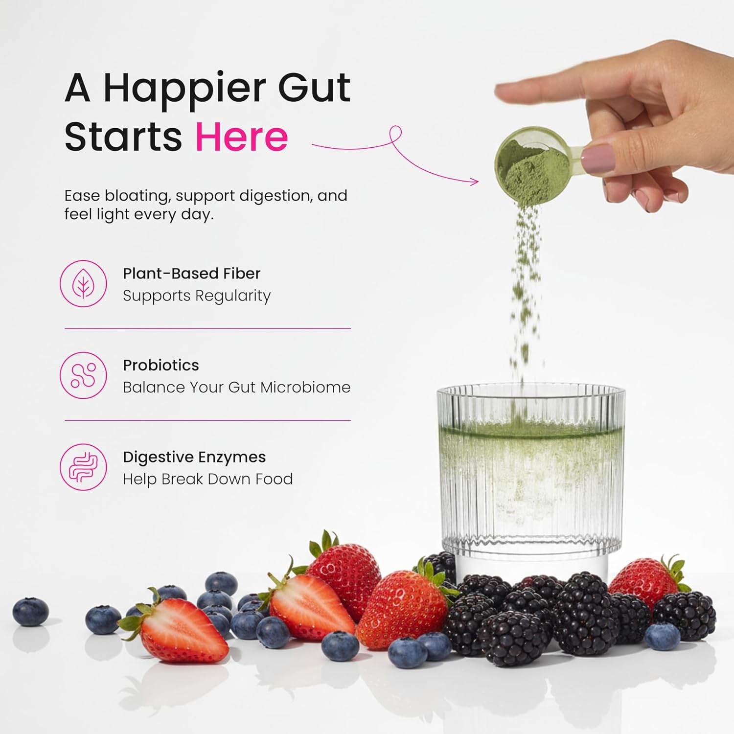 Super Greens Powder, 40+ Organic Superfoods, Probiotics & Enzymes for Energy, Digestion, Gut Health & Bloating | Organic Fruit & Veggie Drink Mix with Prebiotic Fiber, Daily Green Juice Smoothie Blend