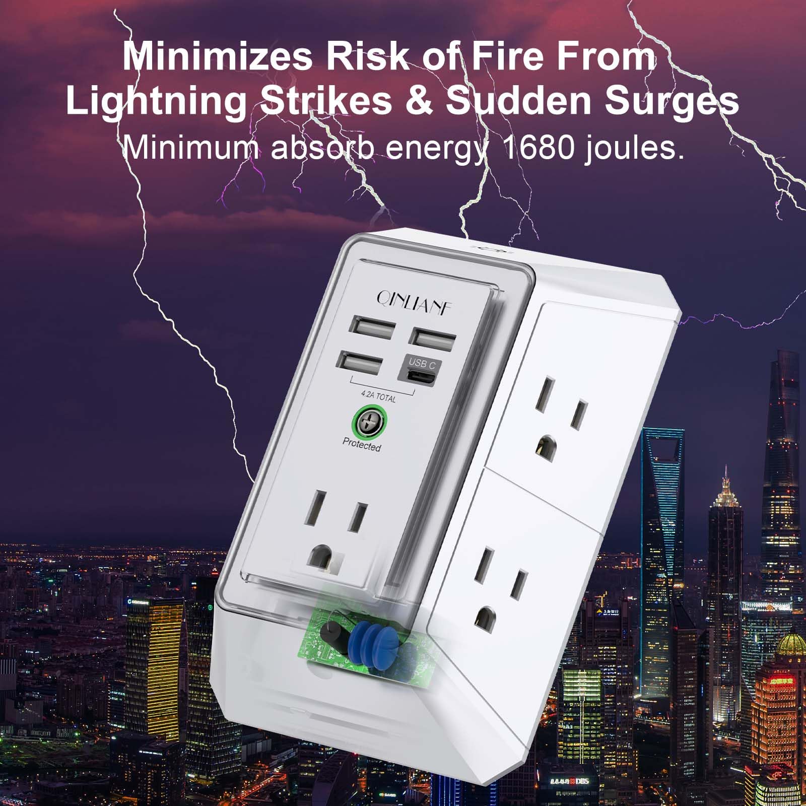 Wall Charger, Surge Protector 4 plugs