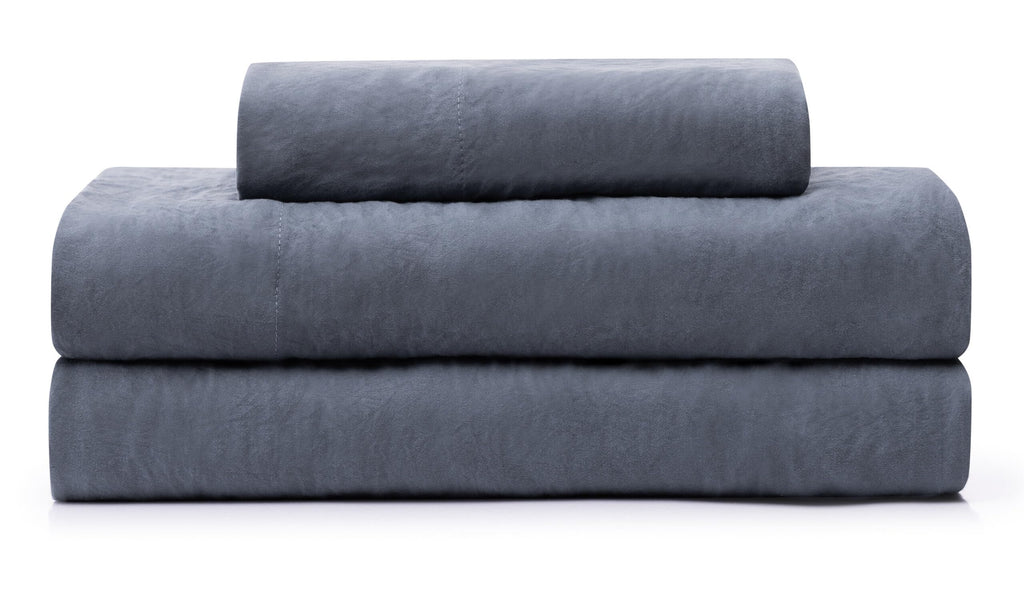 UGG Queen Sheet Set - 4 Piece Soft & Cozy Bedding with Deep Pocket Fitted Sheet (Fits Up to 15”), Flat Sheet and 2 Pillow Shams - Lightweight Sheets for Home & Bedroom, Navy Blue (Devon)