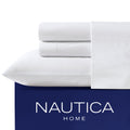 Nautica - Twin Sheet Set, Cotton Percale Bedding Set, Crisp & Cool, Fully Elasticized, Ideal Dorm Essentials (Solid Light Blue, Twin)